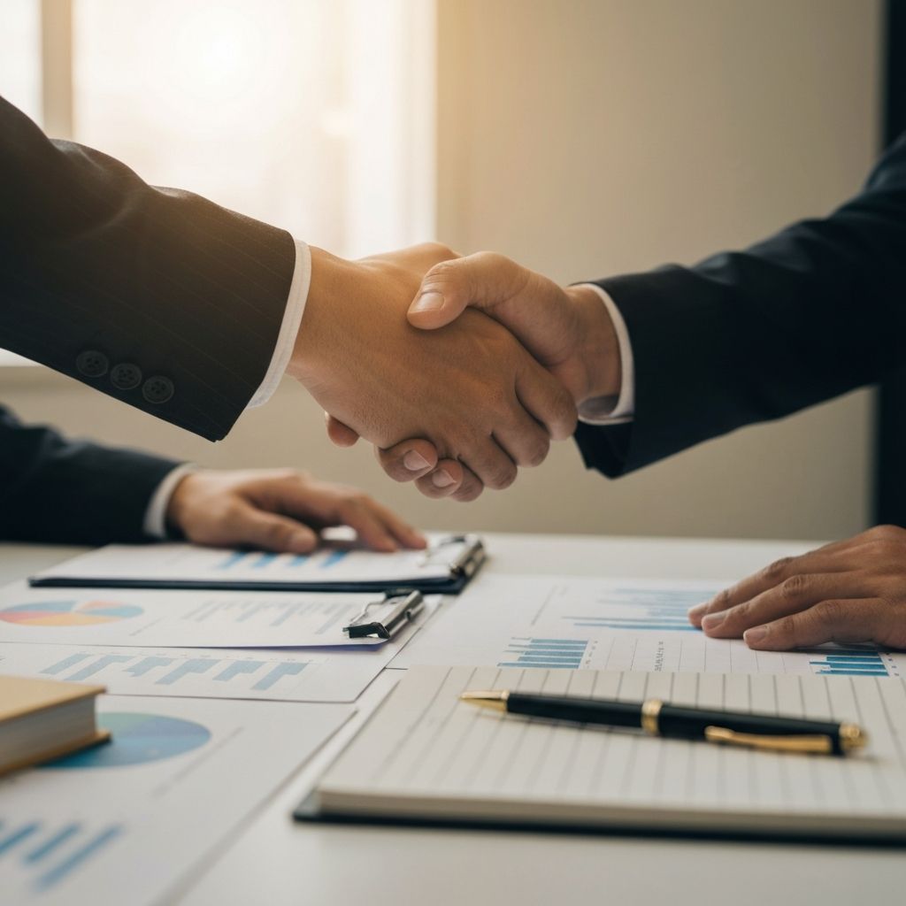 Two business professionals shaking hands
