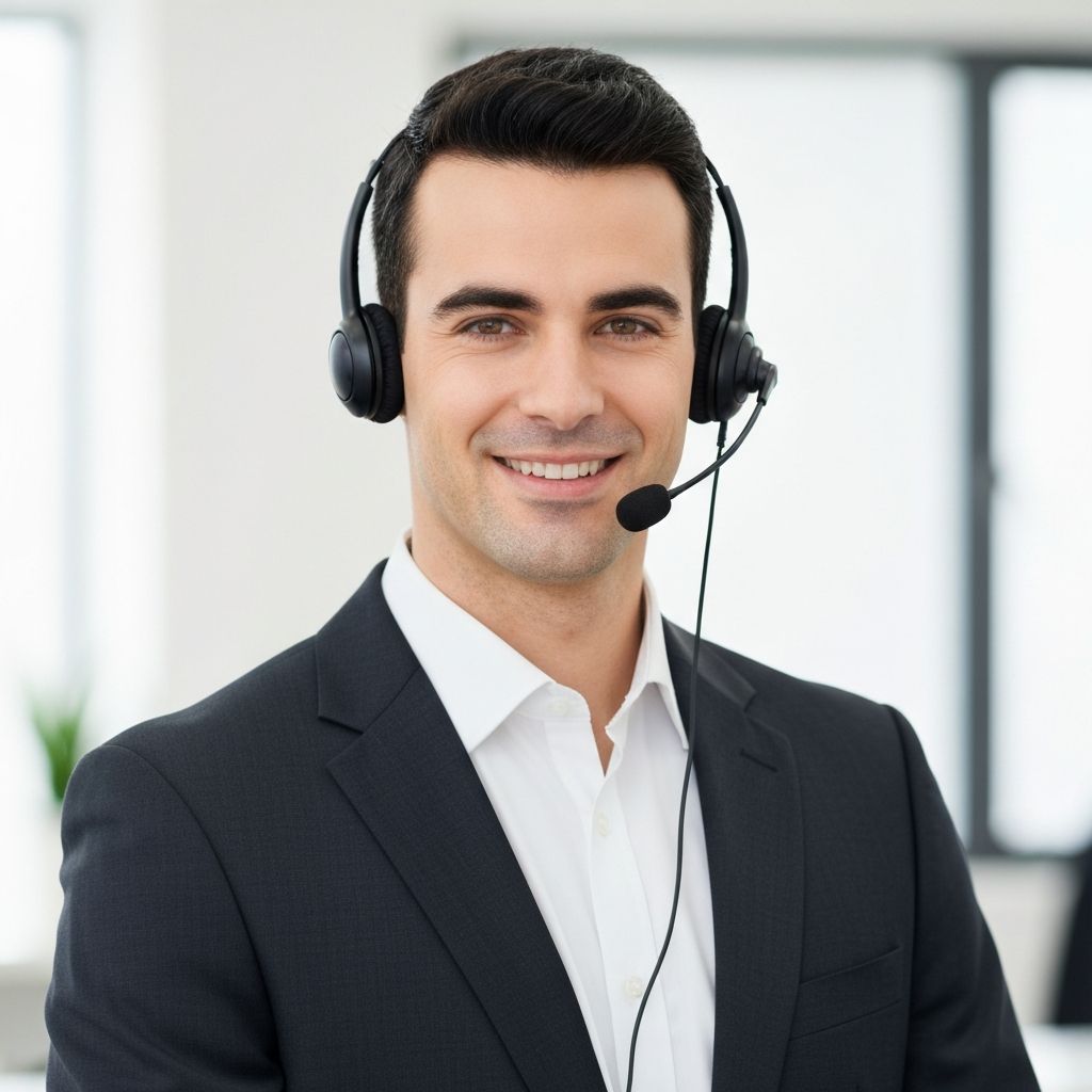 Professional consultant wearing a headset